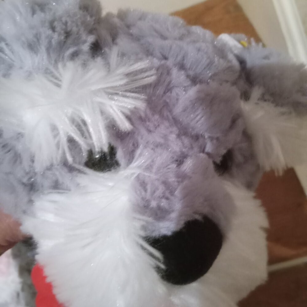 Valentine's Day Be Mine Schnauzer Gray and white Dog Realistic stuffed animal - Picture 2 of 4